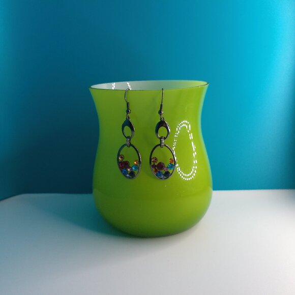 Seven colors rhinestone crystal dangle earrings - Picture 6 of 7